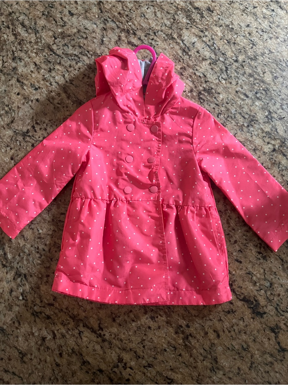 Carter's Hot Pink Polka Dot Hooded Raincoat